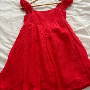 Solai the label 
Red chili pepper 
Linen mini dress